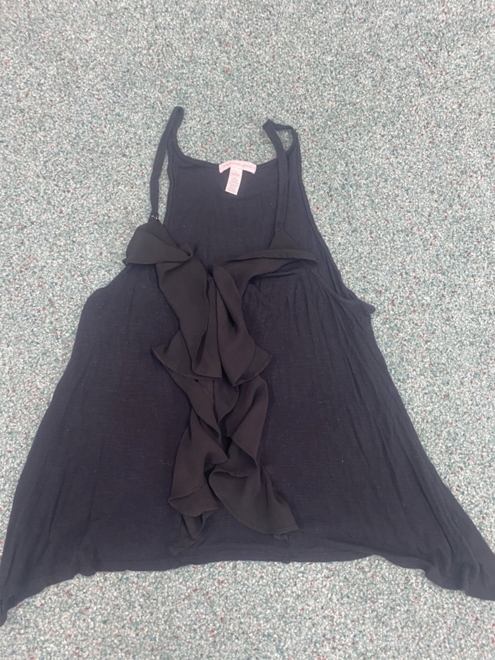 Ambiance Black Ruffle Front Camisole